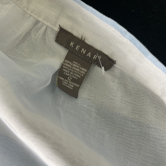 Kenar 100% Linen Rugby Stripes Skater Mini Pockets Skirt Size 12 - Picture 6 of 11